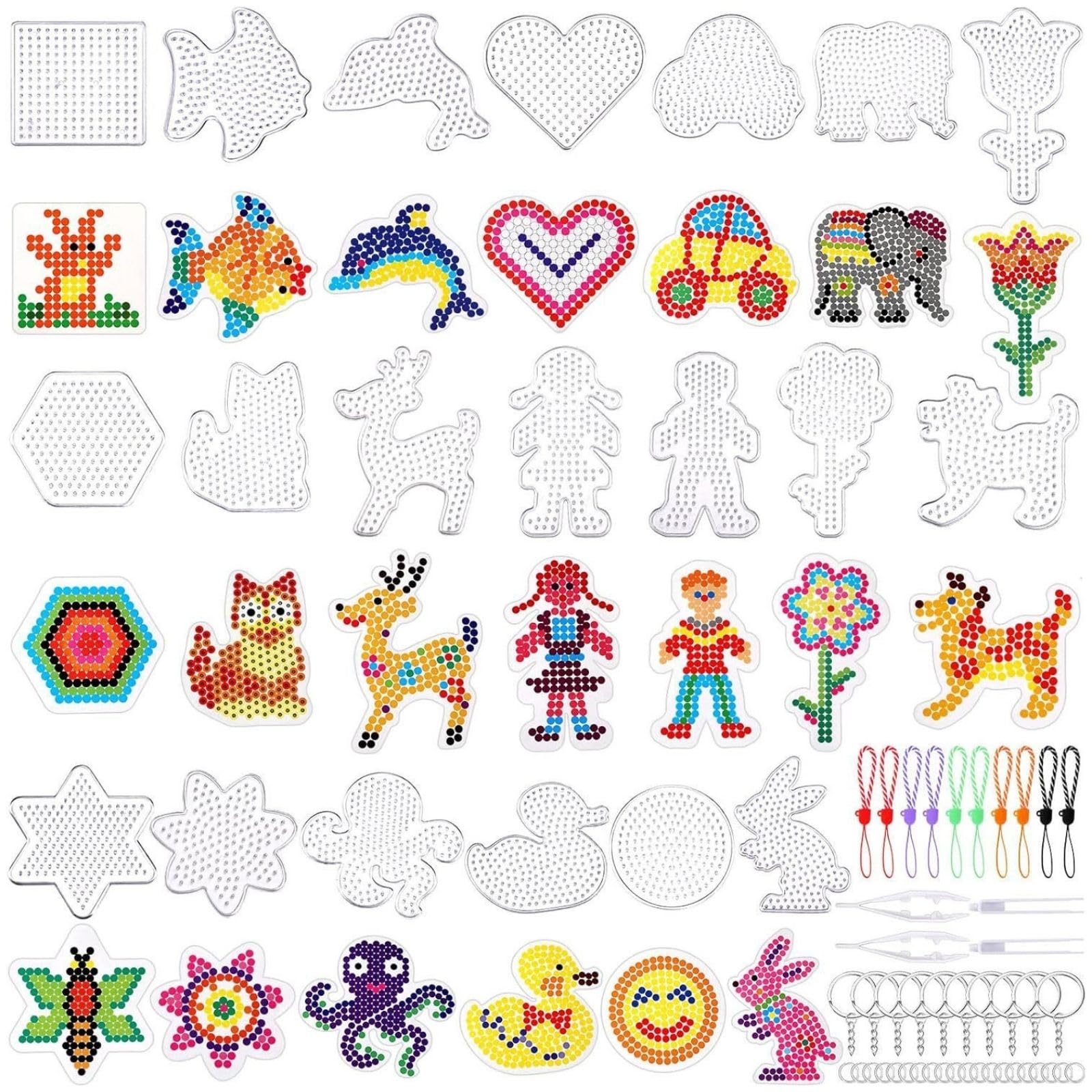 

bath&bath Iron Beads Plate Set, Crafts, Handmade Accessories, Straps, Keychains, Perler Beads, Transparent Plate Set (5mm, 20-Piece Set)