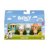Pacote de 4 Figuras Bluey Férias em Família Figuras Articuladas de 6,3cm de Bluey, Bingo, Bandit e Chili