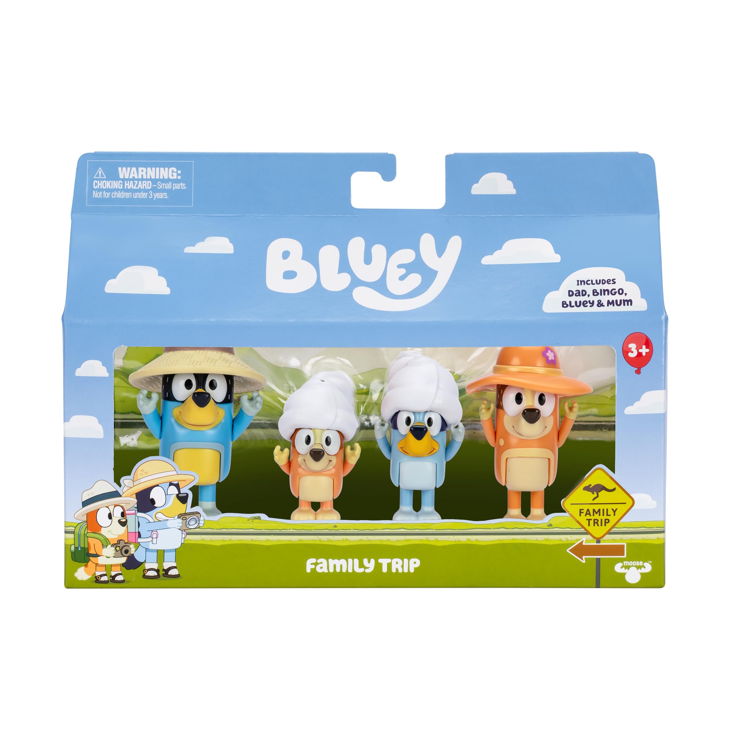 

Набор из 4 фигурок Bluey Семейный отпуск 6,3 см Подвижные фигурки Блуи, Бинго, Бандита и Чили