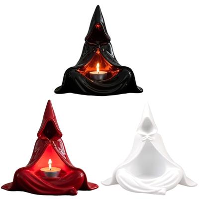 Magischer Zauberer-Themen-Figur Teelichthalter Perfektes Geschenk für Halloween Geburtstage Feiertage Harz Handwerks-Schmuckstück