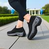 Women Black Walking Shoes Fashionable Comfortable Mesh Sneakers Breathable Thick Sole Anti Slip Sleeve Loafers Platform Sneakers