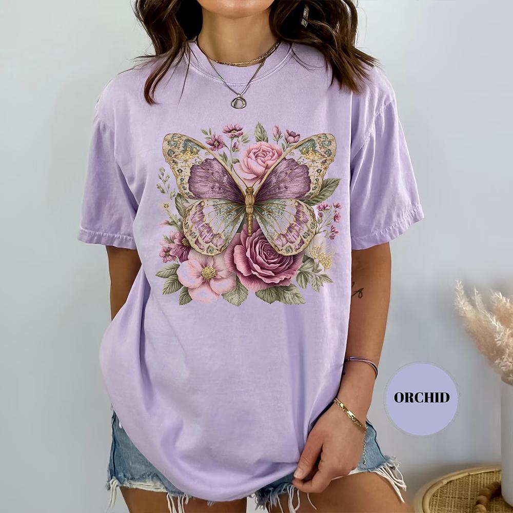 Cottagecore Butterfly TShirt Bohemian Aesthetic Attire Cute Boho Dark Acedemia Unisex Y2K Shirt Hippy Gift For Her Streetwear