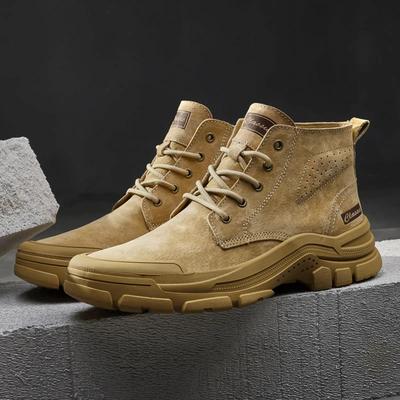 Męskie Klasyczne Buty Outdoorowe, Casualowe Luksusowe Buty Sportowe Wysokie, Zimowe Buty Śniegowe na Platformie ze Skóry Naturalnej, Motocyklowe Botki