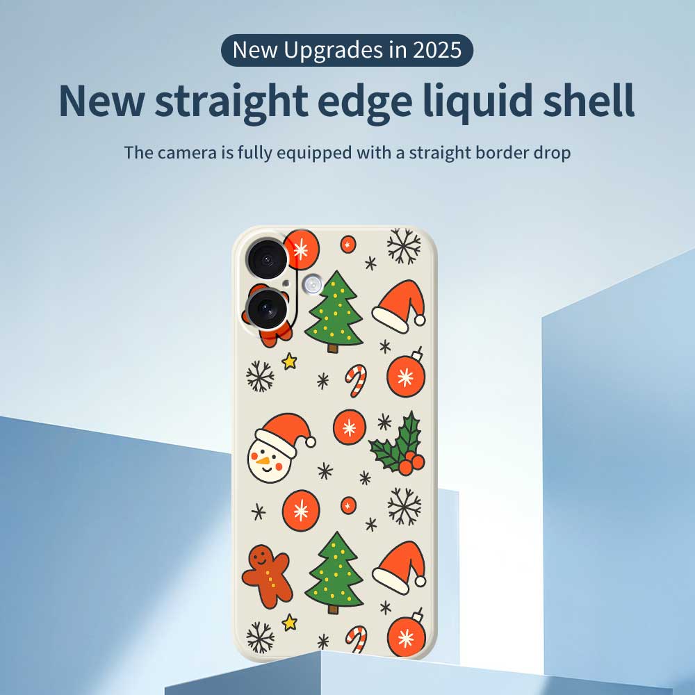 For iPhone 17 Case Lovely Christmas Pattern Printing Straight Edge TPU Phone Back Cover