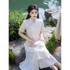 New Chinese cheongsam 1011 new improved young girl plain and elegant retro light pink Aodai national style dress