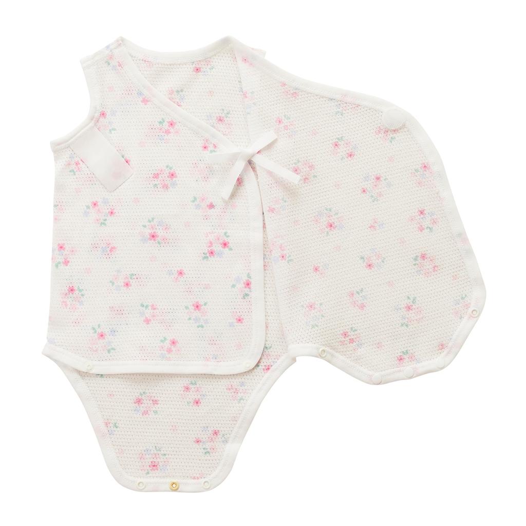 MIKI HOUSE Sleeveless Baby Made In for Boys and Baby Size 60cm Undershirt, All-Over Print, 100% Cotton, Japan, Girls, Newborns, Clothes, Pink,