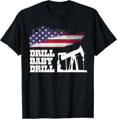 Drill Baby Drill Americký 2025 Trump Prezident Vlajka USA Vintage Unisex Tričko