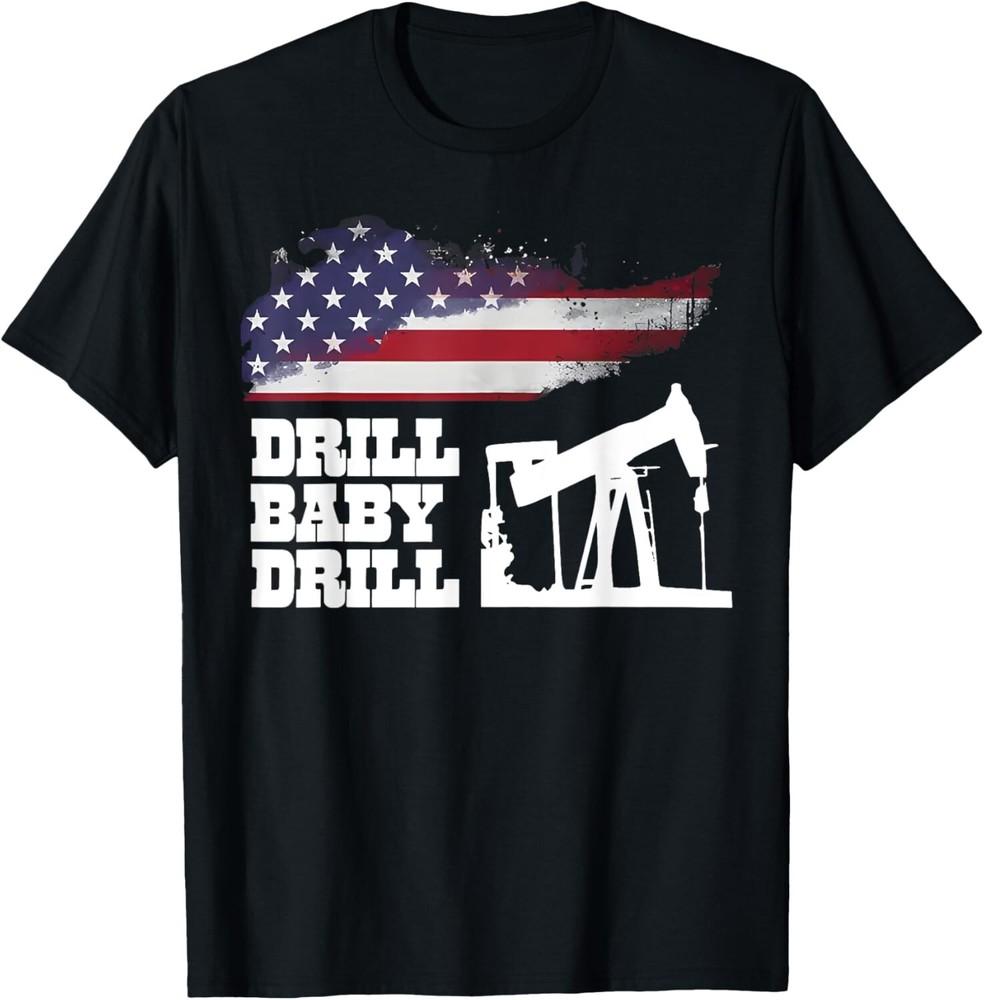 

Drill Baby Drill American 2025 Trump President US Flag Vintage Unisex T-Shirt M