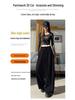 Women's Spring 2026 High-Waisted Lace-Up Wide-Leg Pants - Slimming, Casual, Floor-Length Scythe Style