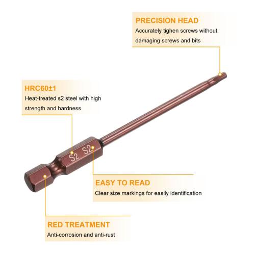 uxcell S2 Hex Bit Precision Screwdriver, Magnetic Adsorption, Hexagon Bit for Electric Screwdrivers, H2, 75mm Length