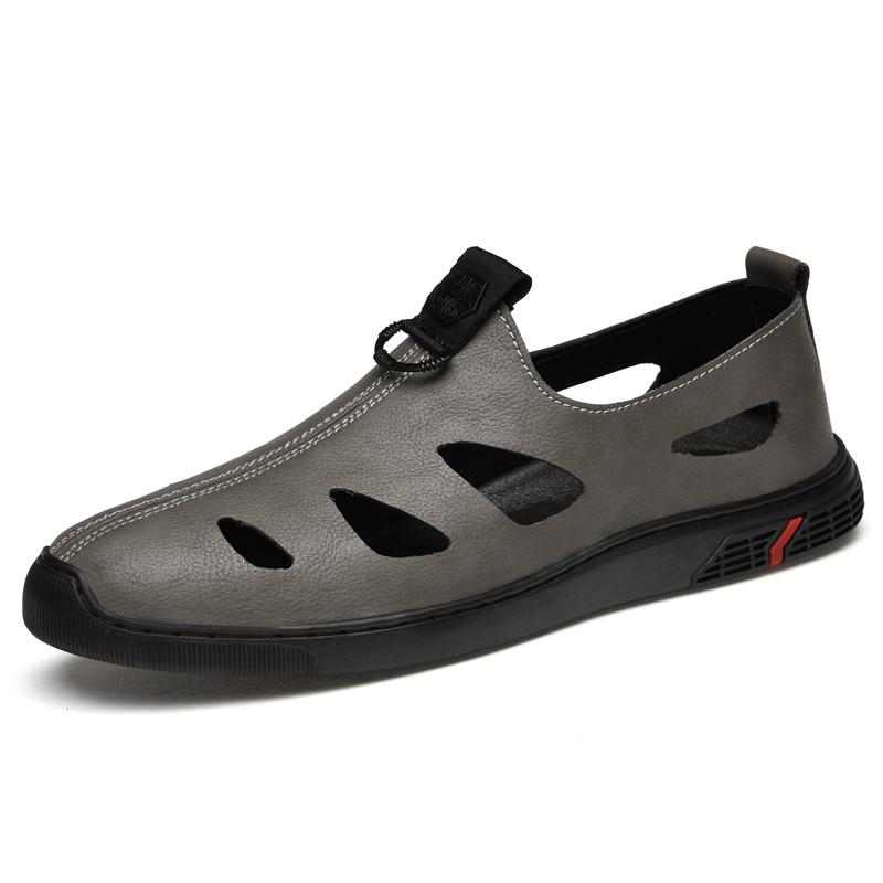 FashionBrand Cow Leather Retro Sandals Men's Summer Shoes Leisure Beach Shoes Male Genuine Leather Slippers Brown Dress Loafers Men