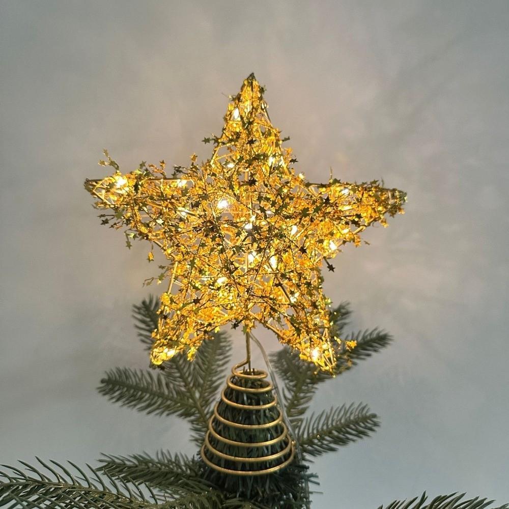 Hollow Christmas Trees Topper 3D Star Glowing Tree Topper Creative Xmas Tree Ornament