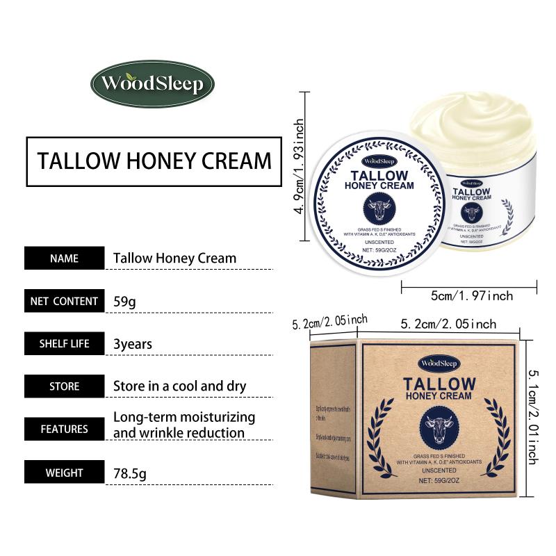 Honey Tallow Balm Beef Tallow Moisturizing Cream Soft Improve Elasticity Long-Lasting Smooth Hydrating Cream Skin Care