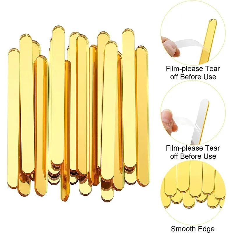 100/10pcs Acrylic DIY Popsicle Sticks Transparent Gold Popstick for Ice Cream Cakesicle Candy Creamsicle Mould Party Decor Gifts