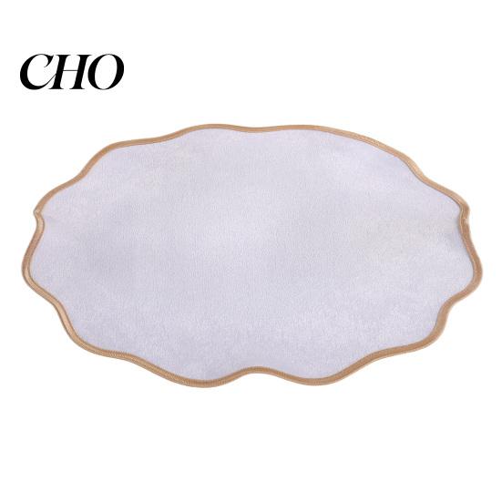 Dining Table Decoration Mat Scalloped Round Placemat Linen Machine Washable Heat Protection Insulation for