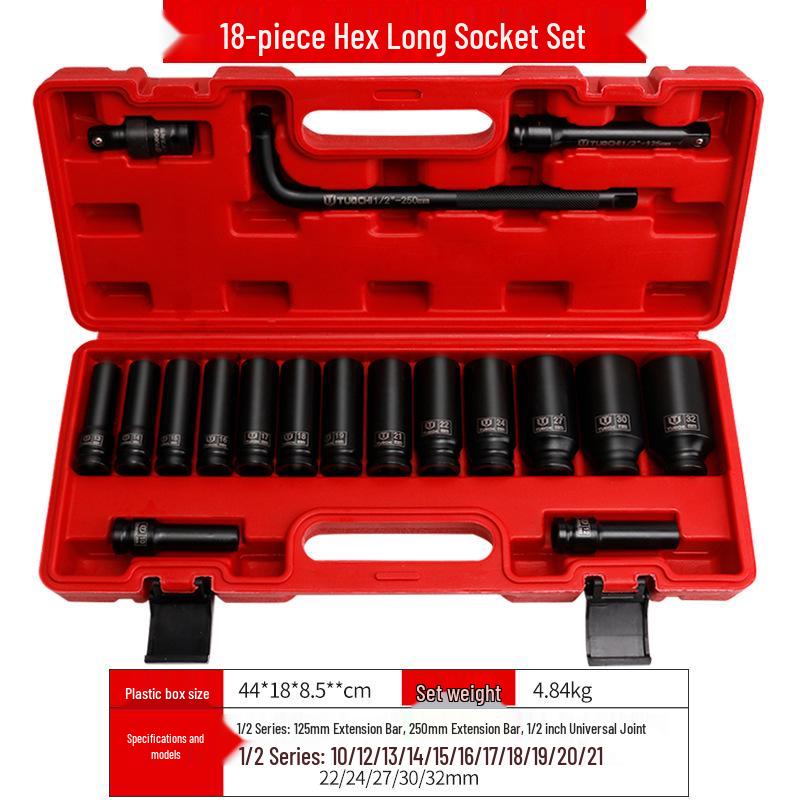 18-Piece Electric Wrench & Deep Socket Set for Auto Repair
