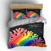 Rainbow coral, starry background. Bedding sets Duvet cover sets Duvet covers Pillowcases(1 * Duvet Cover 2 * Pillowcases without duvet insert)