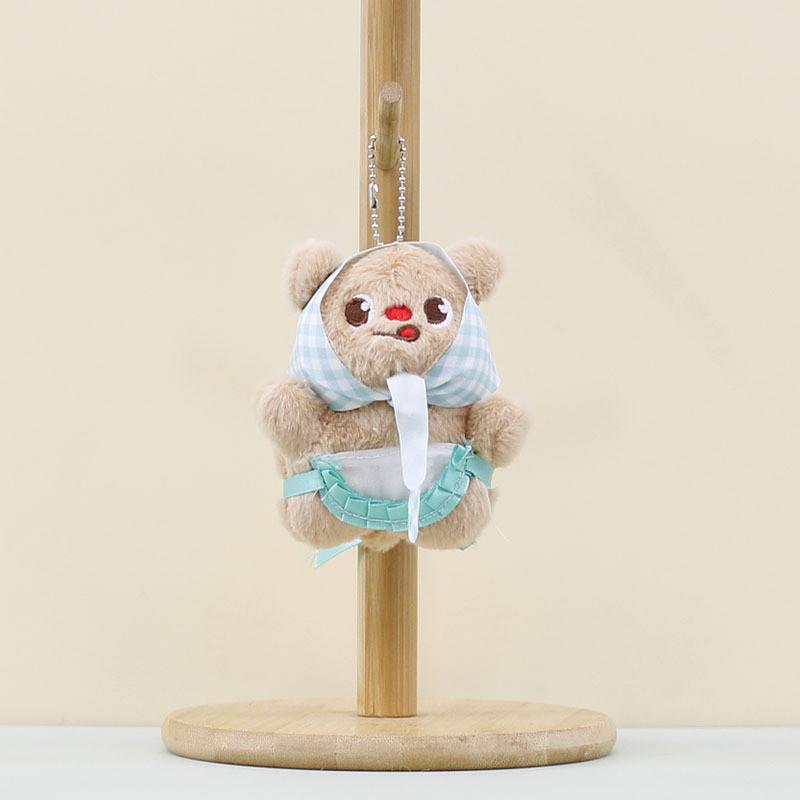 Cuddly Bear Butter Stuffed Toy Key Ring In Blue Green Yellow Scarves Bags For