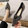 Fashion Bling Diamonds&Pearl Beading Ballets Shoes Ladies Chain Belt Flats Moccasins Woman Party Dress Loafers Wedding Bridal Ballerinas