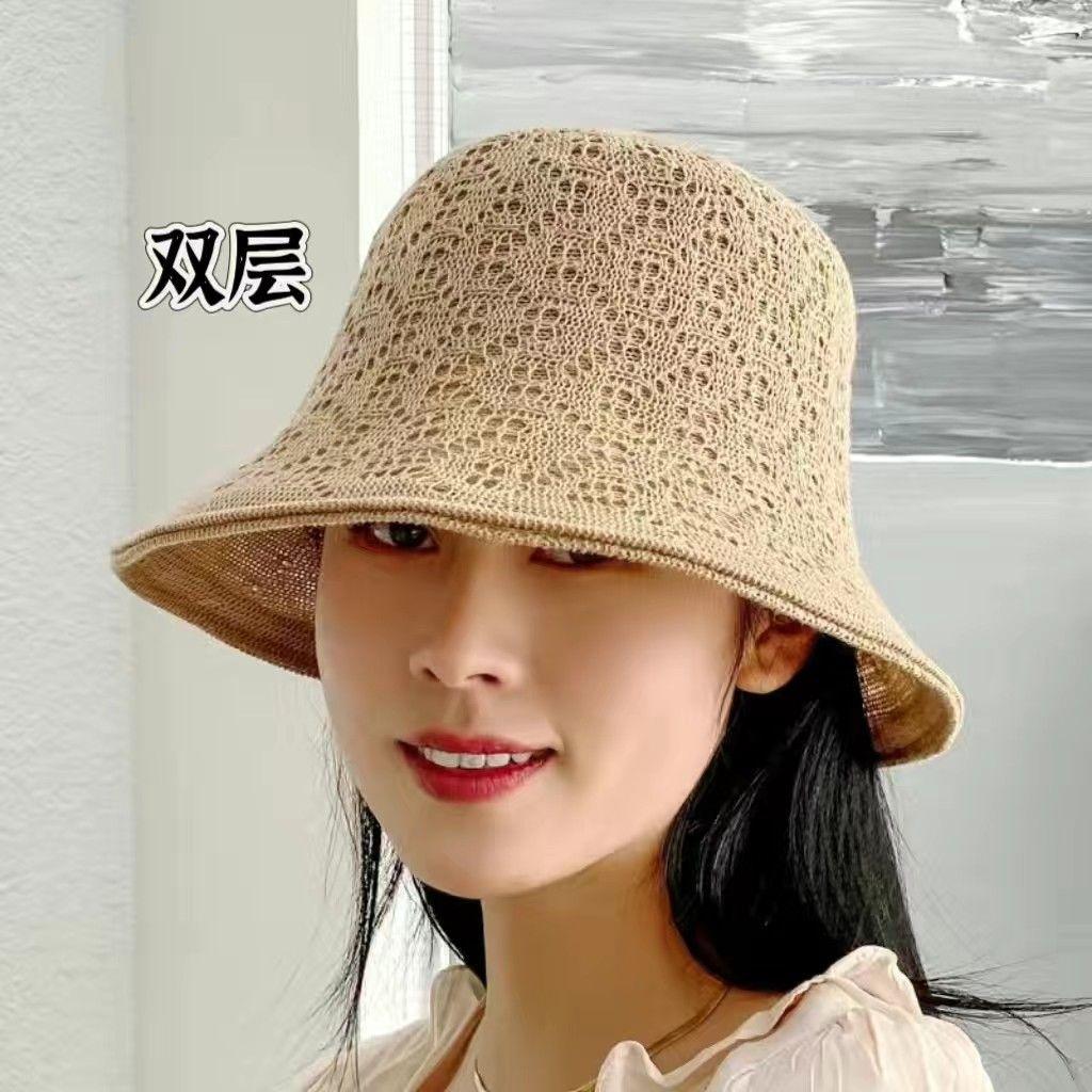 Summer Hat Sun Protection and Sunshade Hat Hollowed Out Sun Hat Spring and Autumn Woven Fisherman Hat