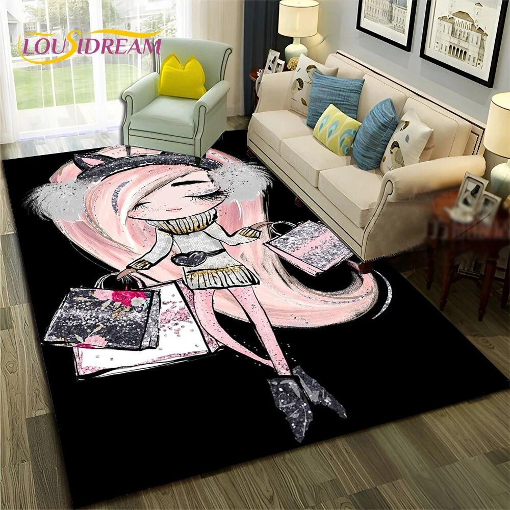 Cartoon Ballerina Fairy Cute Ballet Girl Carpet Rug for Home Living Room Bedroom Sofa Doormat Decor,Child Non-slip Floor Mat