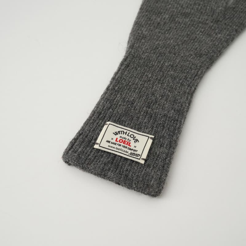 LOEIL Fingerhole Wool Knit Gloves - Charcoal