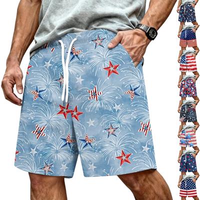 Men's Independence Day Printed Casual Drawstring Waist Shorts