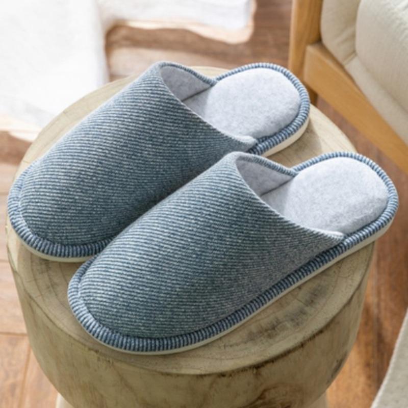 Japanese autumn and winter indoor warm cotton slippers women's household wooden floor home home non-slip couple outdoor male plus size