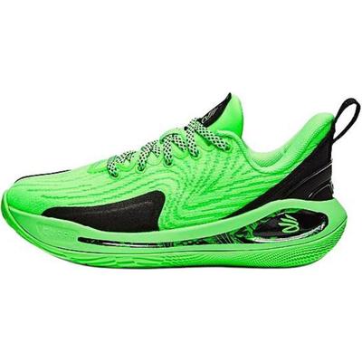 Curry Flow 12 Slip Resistant Abrasion Resistant Low Top Basketball Shoes Green/Black Kids' 3028195-001