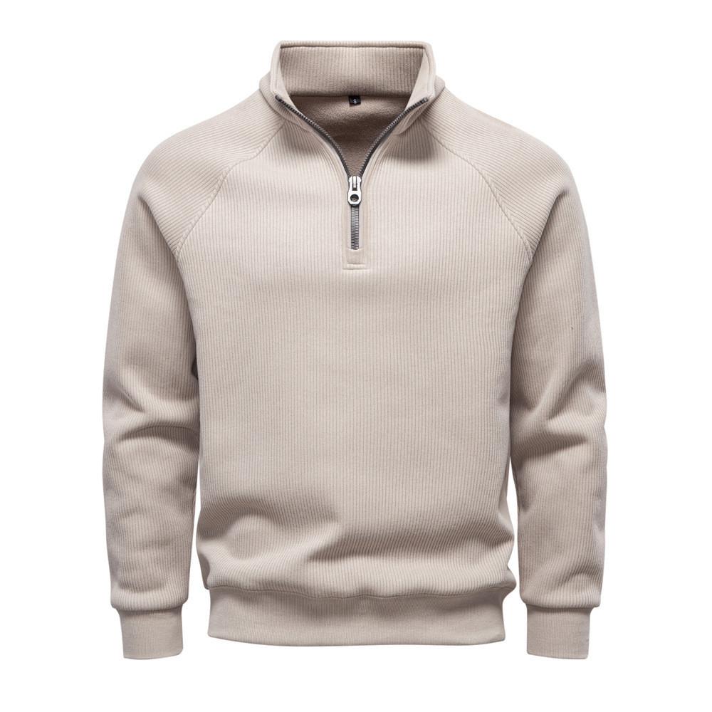 Felpa Autunno Inverno da Uomo con Collo Alto e Fodera in Pile per Uso Casual Urbano