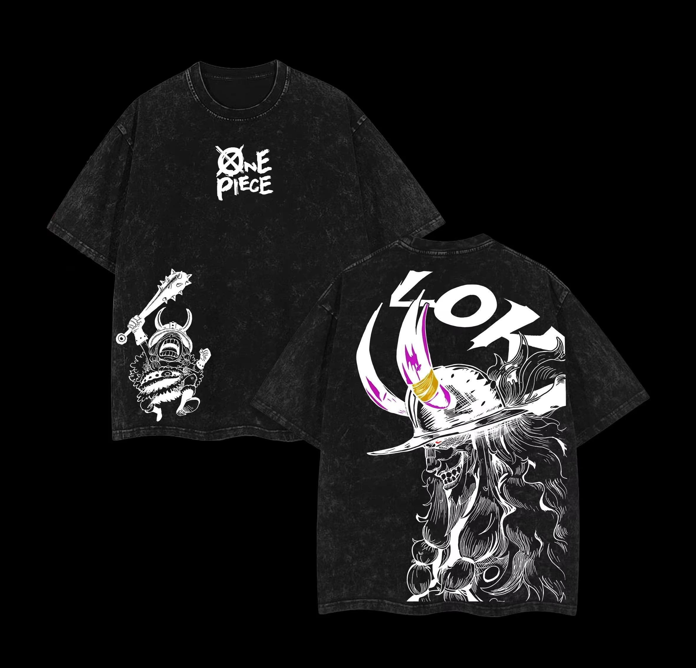 

One Piece Yamato & Kaido Vintage Washed Anime Black T-Shirt Unisex Casual Women And Men T-Shirt L