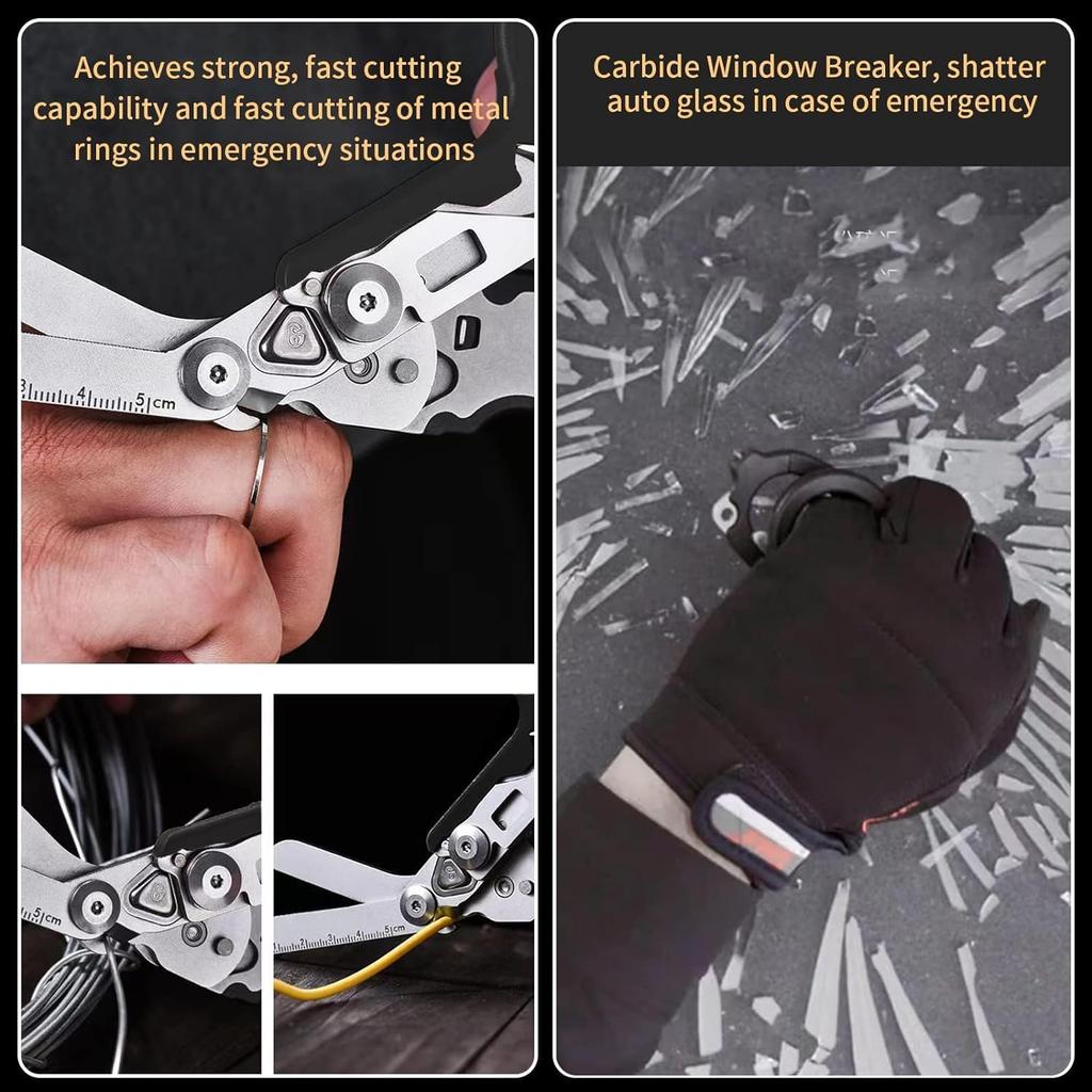Emergency Response Shears,Stainless Steel Multifunction Self-Luminous Foldable Trauma shear with 1 Black Holster for Outdoor Camping Tools