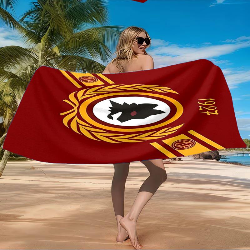 Roma Football Club Emblem Beach Towel Microfiber Beach Towel, Lightweight and Quick-Dry, for Summer Travel, Swimming Pool Fan Birthday Gift