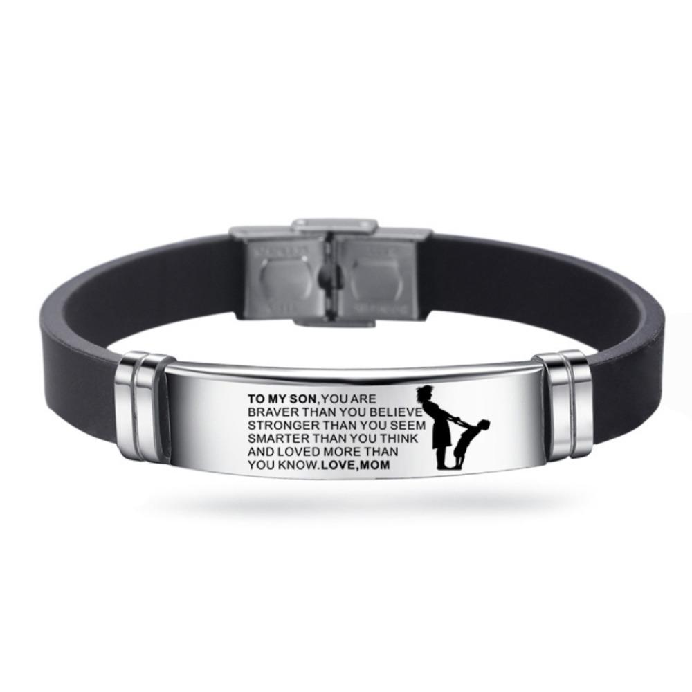 Wristband Inspirational Quote Bracelets Stainless Steel Encourage Bracelets Bracelet for Son Gift