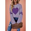 Autumn and Winter Women's Temu Hot-selling Sweaters Contrasting Colors Love Peach Crew Neck Knitted Sweater Valentine's Day