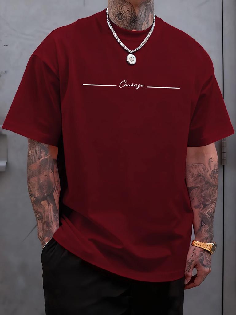 Mut Einfach Linie Bedruckte Herren T-Shirts Baumwolle Atmungsaktiv Kurzarm Trendige Lockere Kleidung Sommer Weich Mode T-Shirt