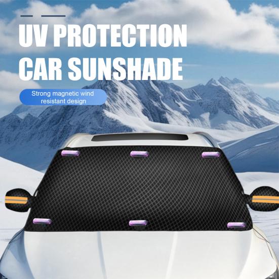 Car Windshield Snow Cover Cover, Thickened Magnetic Half with Cotton All Weather Shield Lining, Winter Frost Ice Guard for Auto Trucks SUV Sedans,