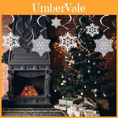 Charming Christmas Snowflake Hanging Decorations With Spiral Design For Festive Displays