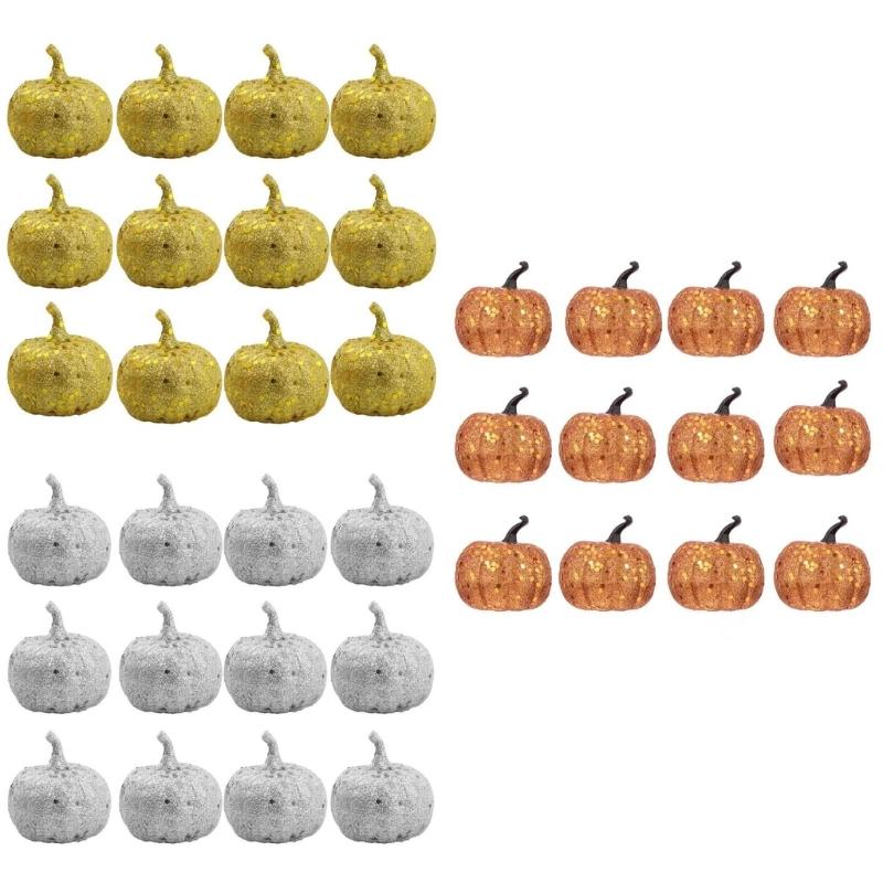 12Pcs Artificial Pumpkins Vegetable Photography Props for Fall Halloween Thanksgiving Porch Holiday Party Decorations