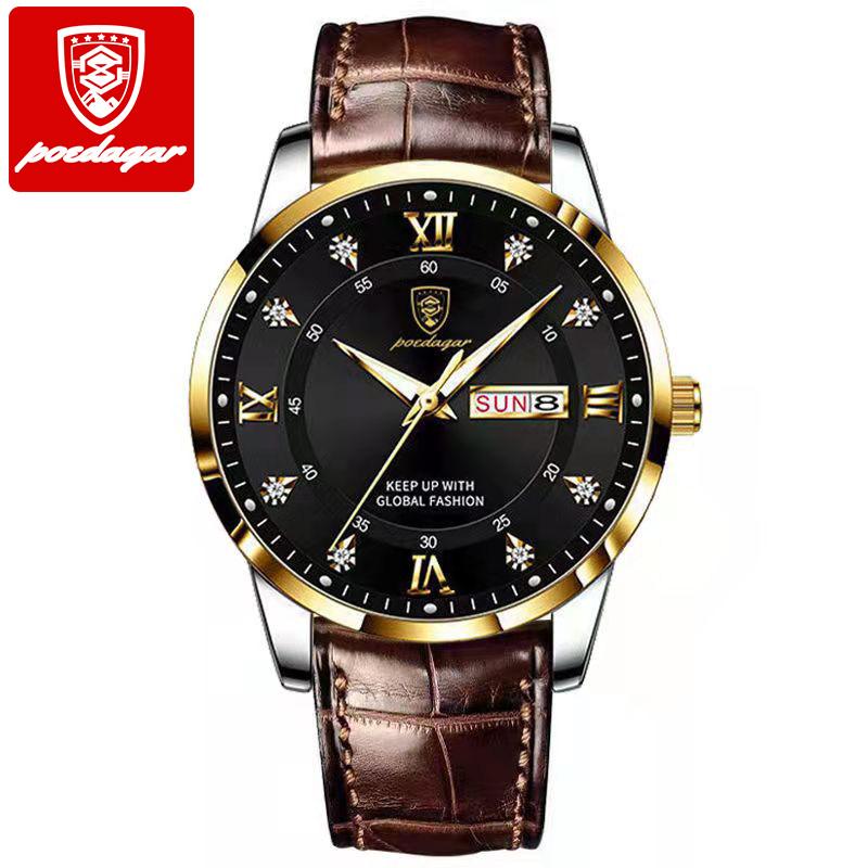 836 Men s Fashion Quartz Watch Top Quality Luxury Business Casual Waterproof Luminous Date Leather Wrist Watch for Man Quartz Watch
