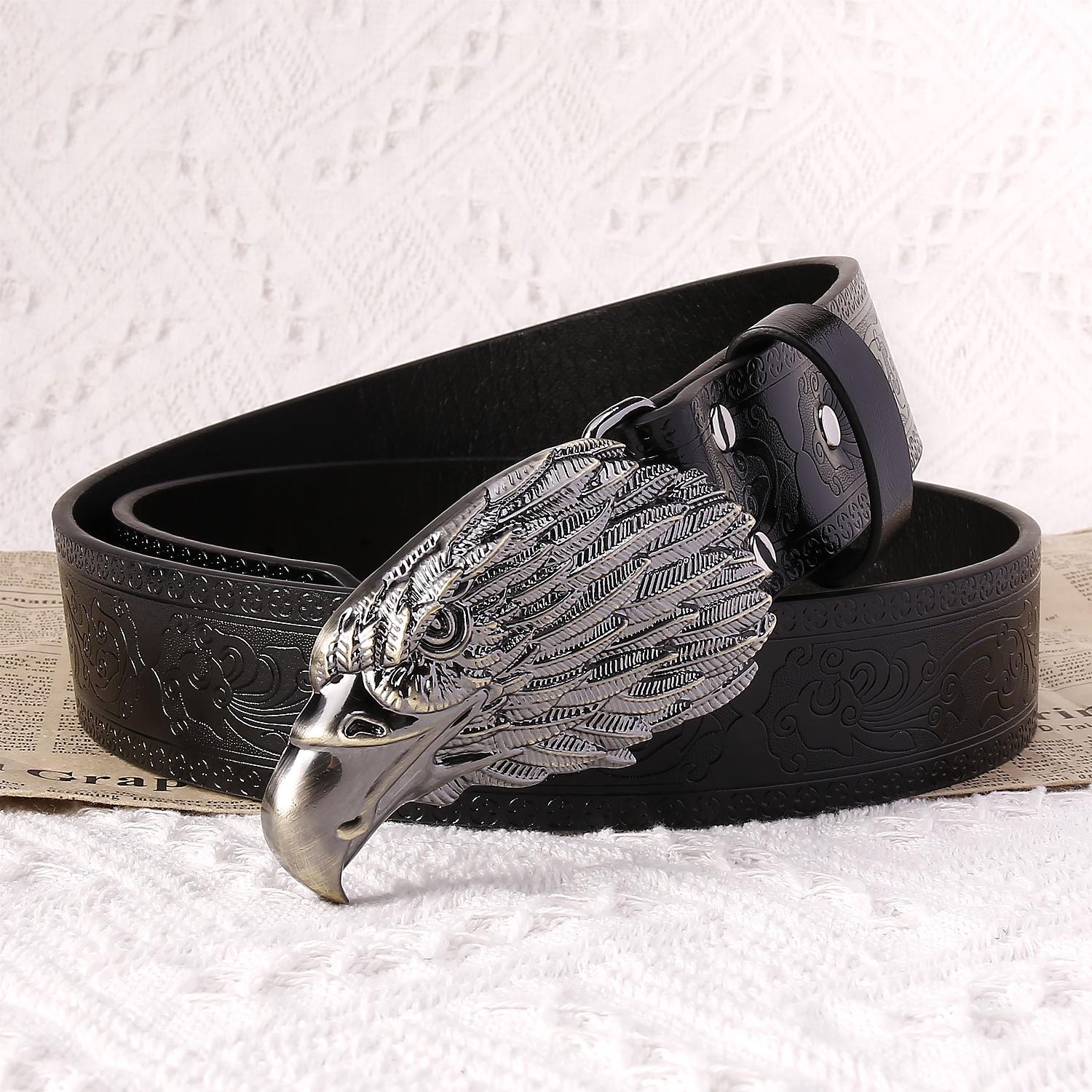 

Мужской ремень с изображением головы животного, модный мужской ремень, мужской высококачественный ремень из искусственной кожи, доступен в продаже 120cm чёрный
