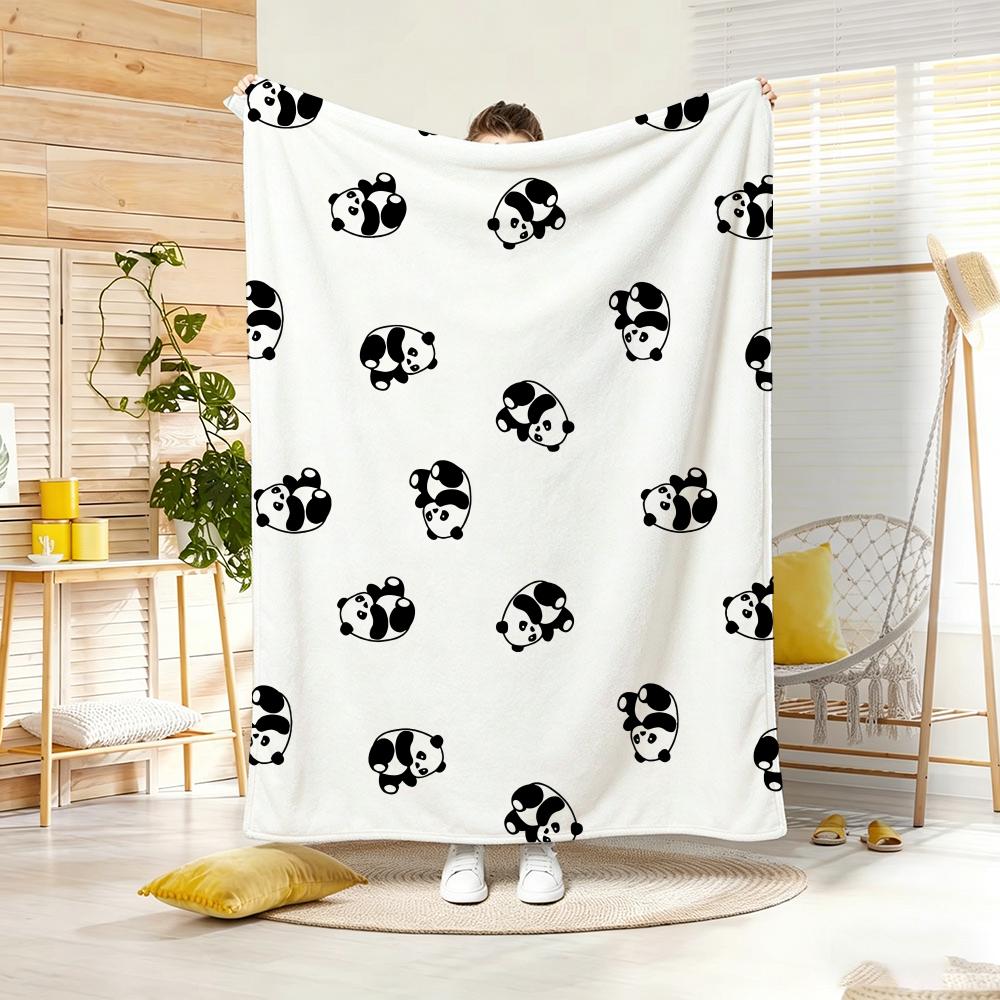 Cute Panda Cartoon Throw Lightweight G Flannel Blanket Soft Skinfriendly for Summer Cooling