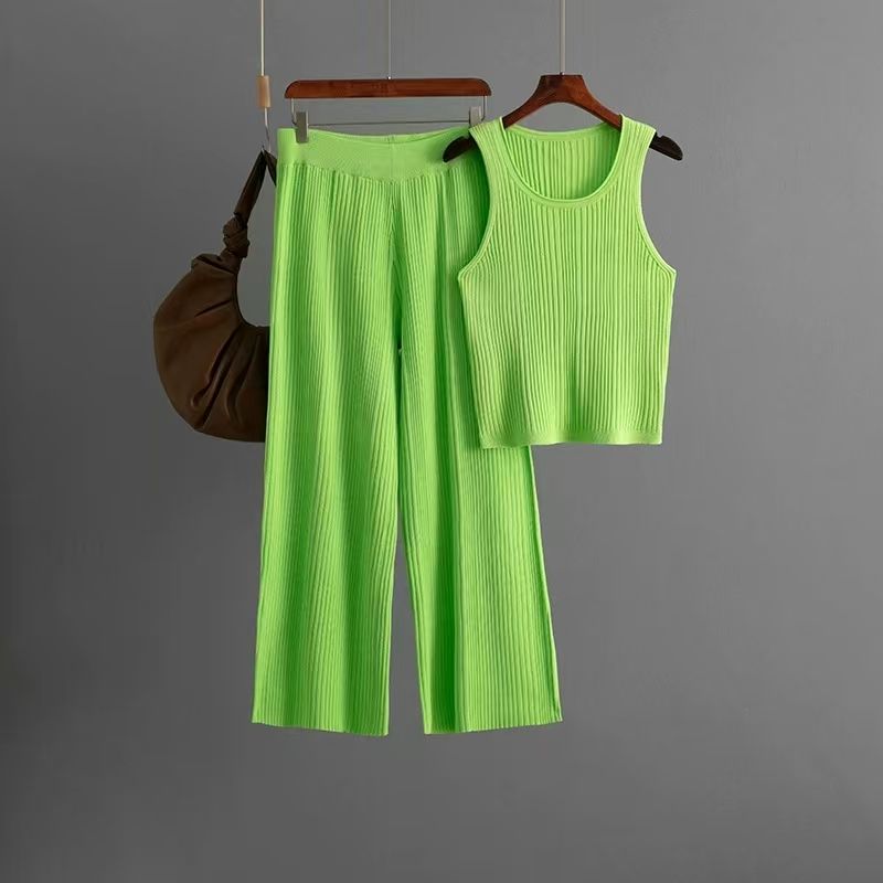 Western Style New Knitted Sling Vest Top Trousers Set Knited Top and Shorts Set