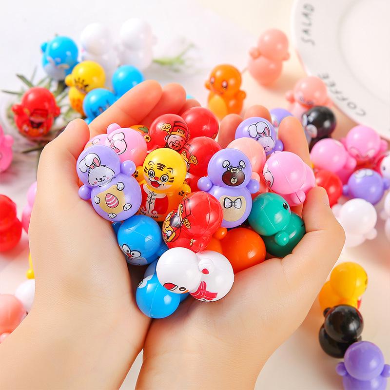 Year of the Tiger Cartoon Roly-Poly Toy - Blue Mini Desktop Game for Kids