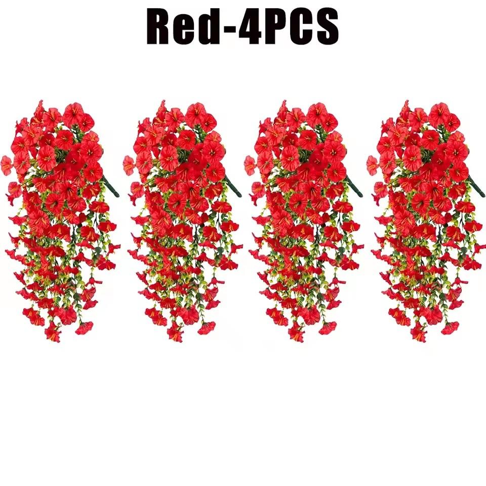 1-10pcs UV-Resistant Artificial Morning Glory & Eucalyptus Hanging Decor- Perfect for Home, Garden, Weddings | Versatile Outdoor