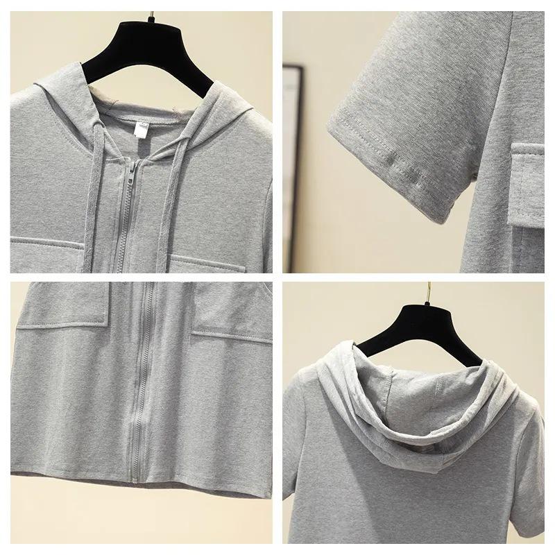 Women's Slimming Hooded Zipper Short-Sleeve Dress - Casual & Versatile Style