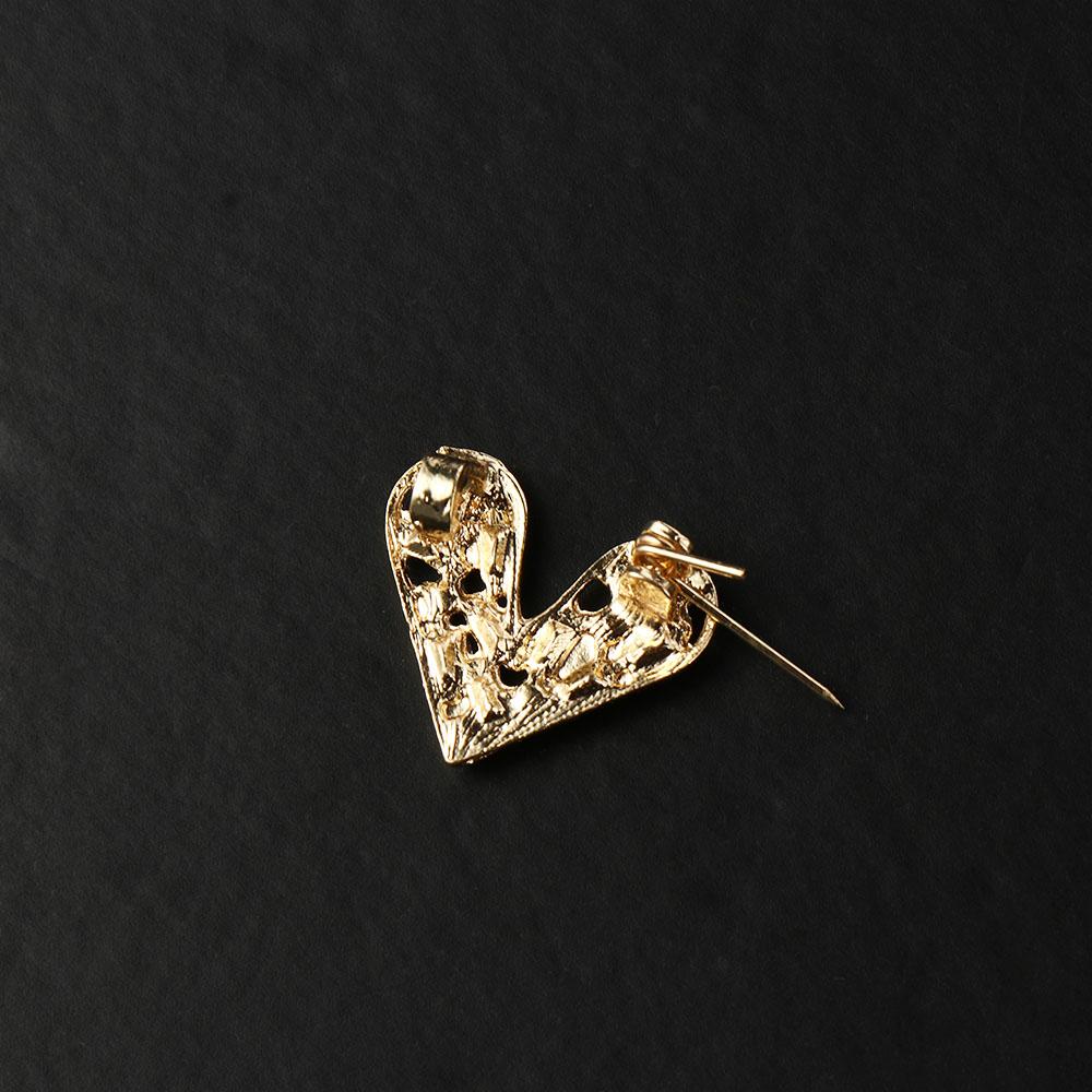 Rectangular Heart Brooch Shiny Hollow Heart Breastpin Geometric Rhinestone Pin  Suit Coat Collar