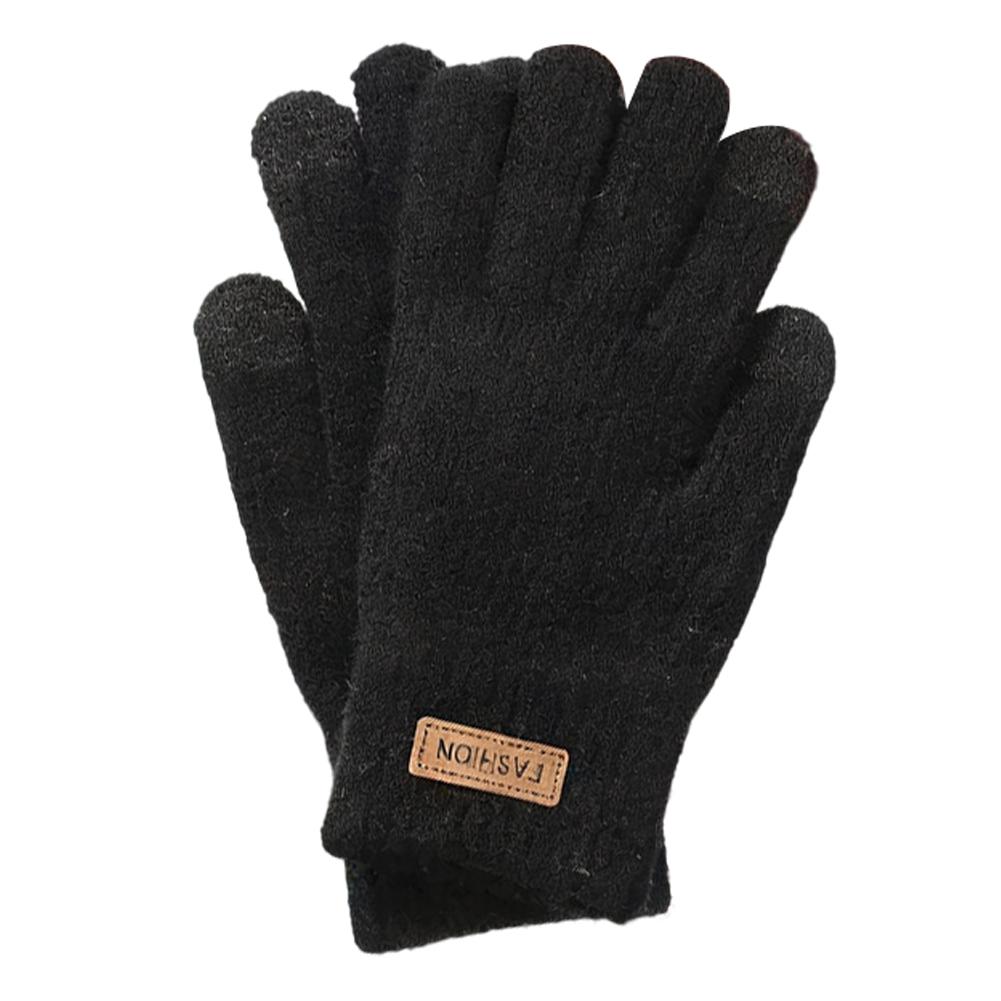 Women s Knitted Warm Plush Gloves Fashionable and Versatile Elastic Cuff Soft Warm Cycling Gloves Thermal Knitted Driving Gloves чёрный