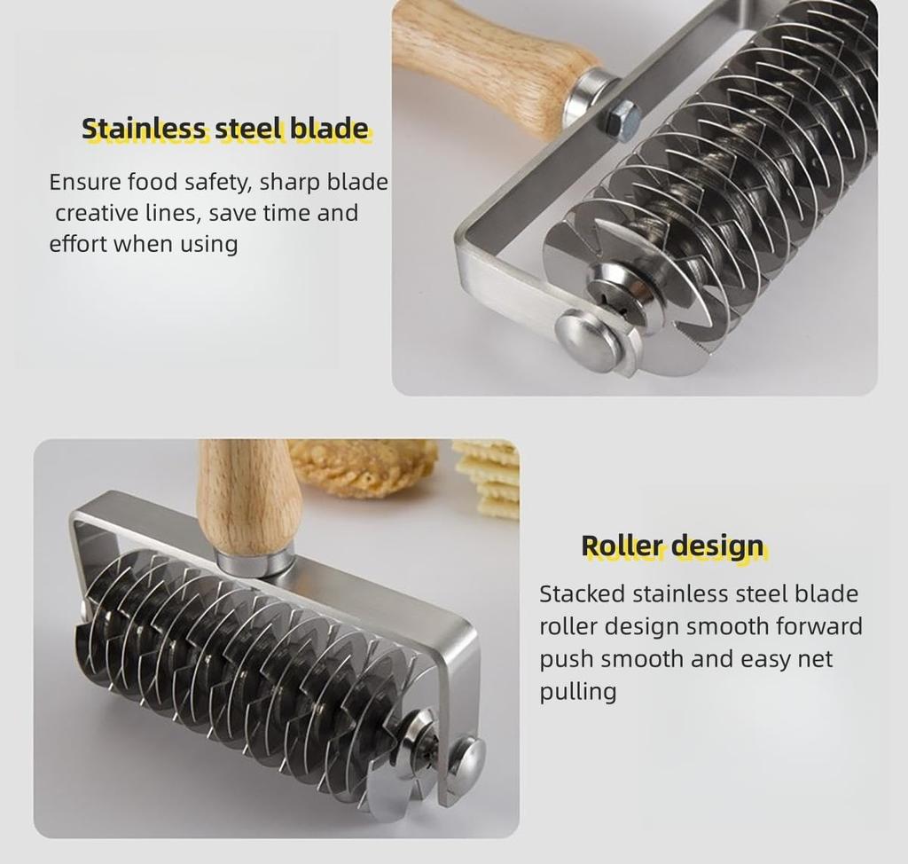 1pc,Lattice Roller Cutter, Edelstahl-Teigroller-Schneider, Backwerkzeuge,Kuchengerate, Kuchenzubehor