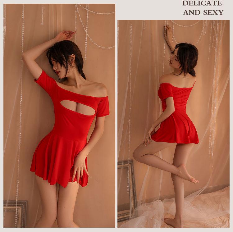 Sexy Splicing Lingerie Set: Hollow-Out Pajamas Nightgown